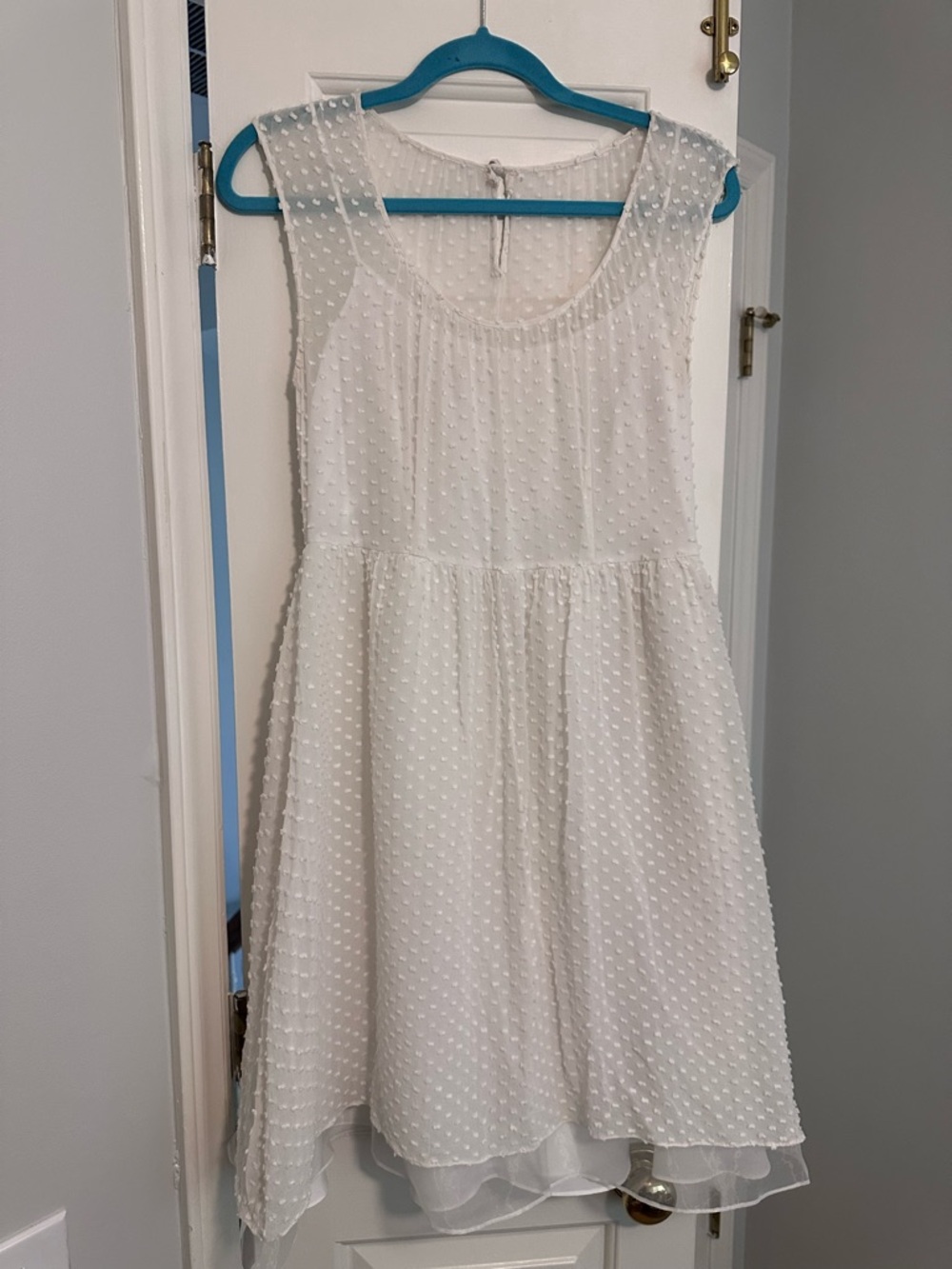J. Crew White Sleeveless Swiss Dot A-Line Dress